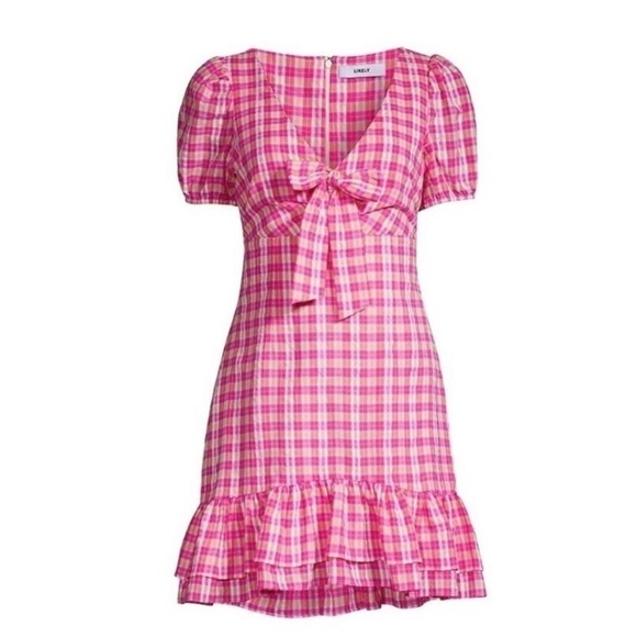 NWT LIKELY Fuschia Multi Kai Check Dress - Picture 8 of 16
